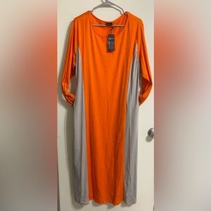 💋SunnyMe Maxi Dress with pockets Orange and light grey contrast 💋Buy 6 for 30$